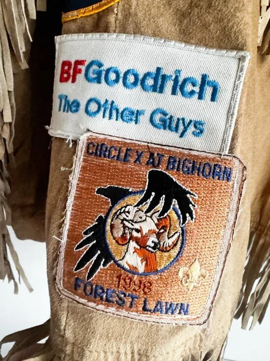 Vintage Light Beige Fringe Suede Jacket with Patches S - Picture 10 of 15